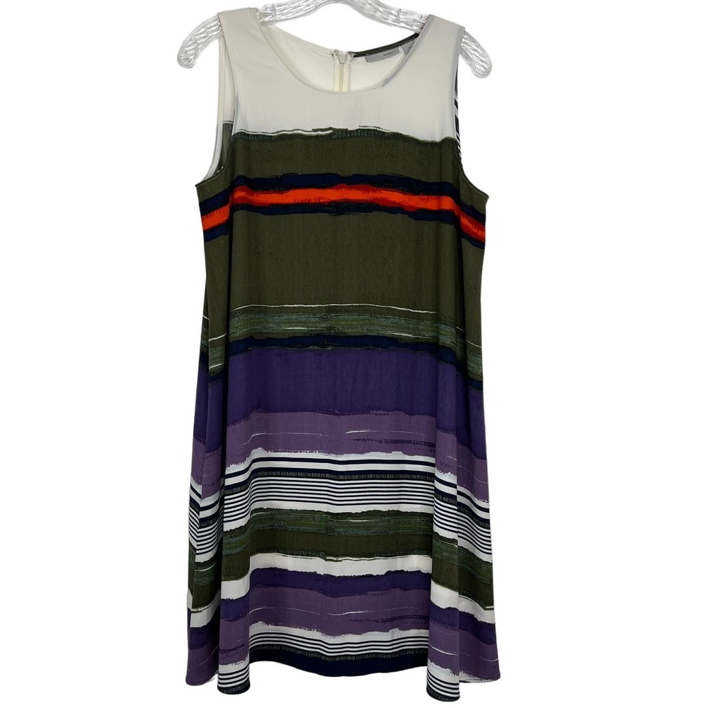 Halogen Women's Abstract Multi-Color Striped Sheath Dress Sleeveless Size M